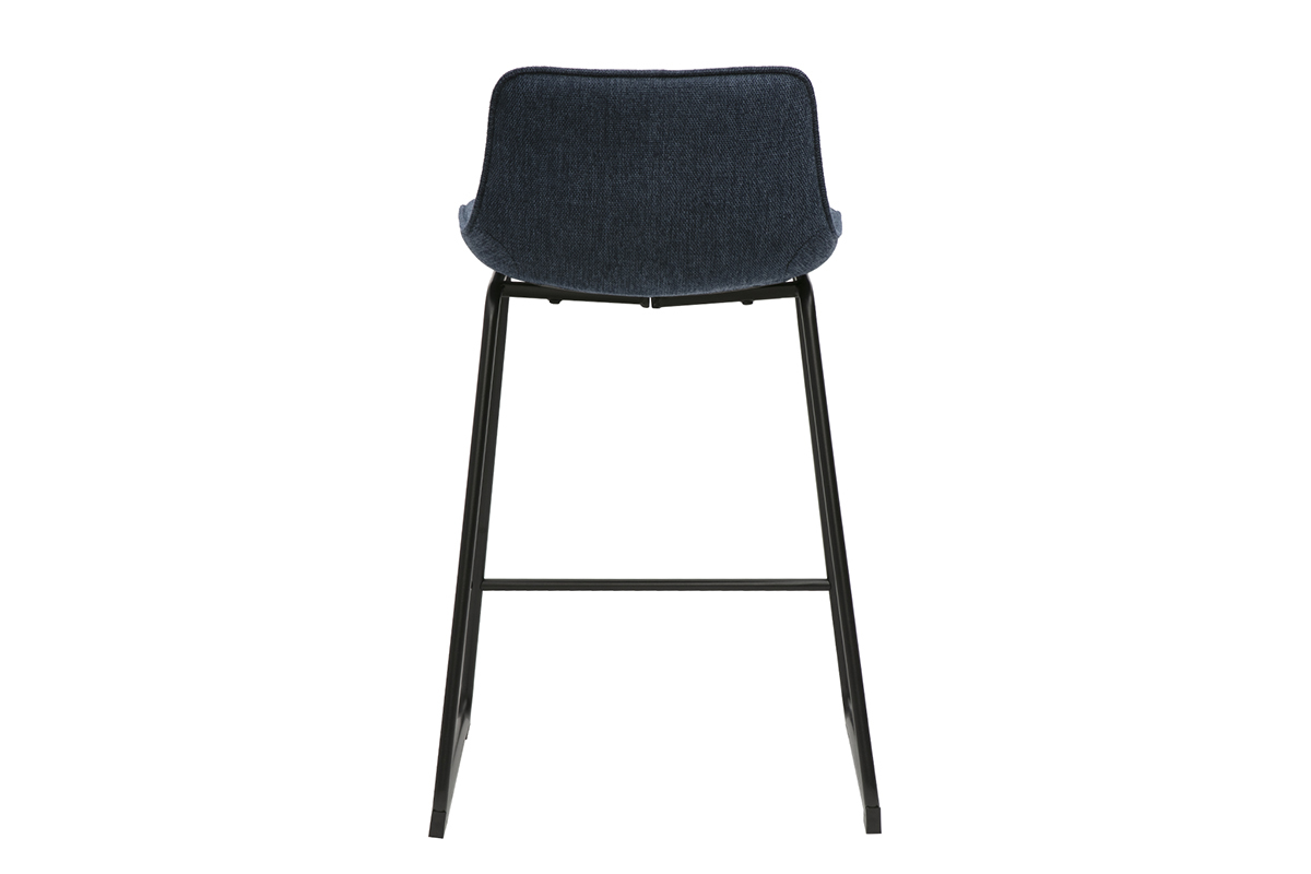 Taburetes de bar de tela con efecto terciopelo texturizado azul oscuro y metal H65 cm (juego de 2) BOOST