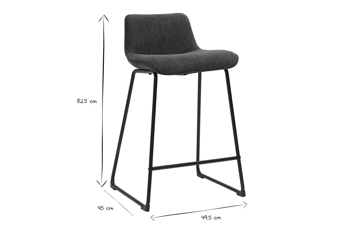 Taburetes de bar de tela con efecto terciopelo texturizado azul oscuro y metal H65 cm (juego de 2) BOOST
