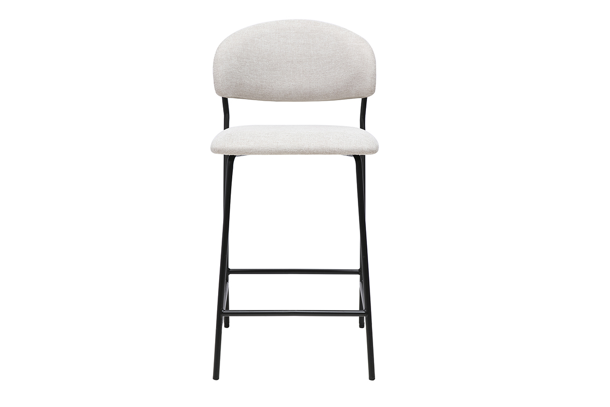 Taburetes de bar de tela efecto terciopelo texturizado beige H64 cm (lote de 2) BENTA