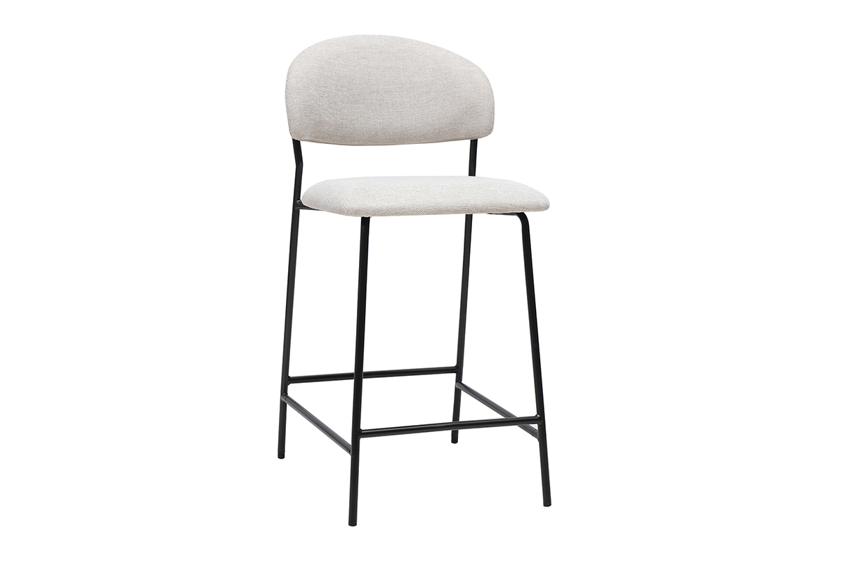 Taburetes de bar de tela efecto terciopelo texturizado beige H64 cm (lote de 2) BENTA