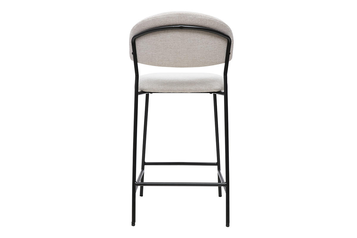 Taburetes de bar de tela efecto terciopelo texturizado beige H64 cm (lote de 2) BENTA