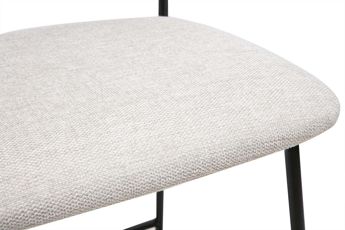 Taburetes de bar de tela efecto terciopelo texturizado beige H64 cm (lote de 2) BENTA