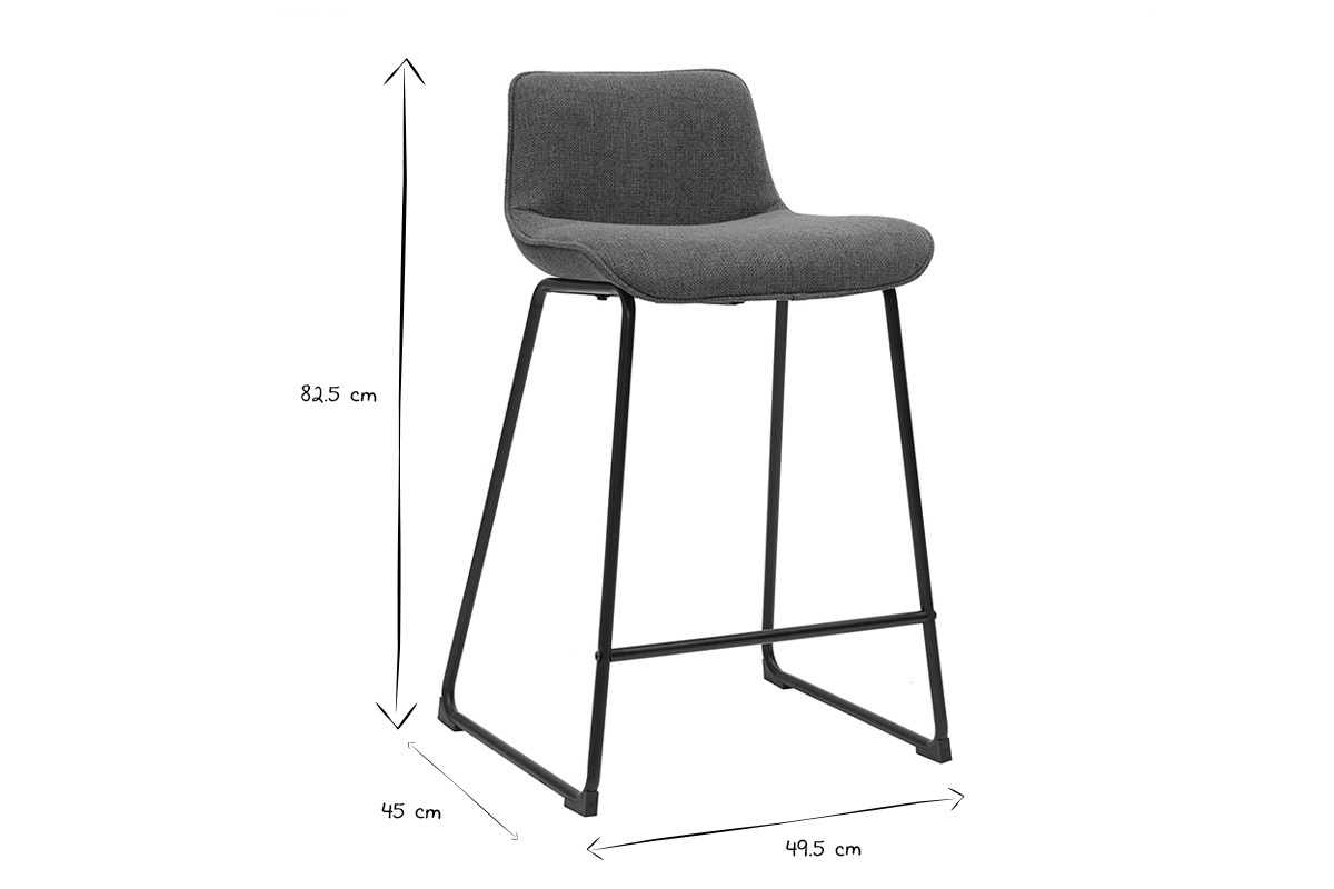 Taburetes de bar de tela verde caqui y metal de 65 cm de alto (juego de 2) BOOST