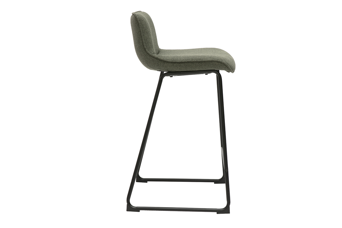 Taburetes de bar de tela verde caqui y metal de 65 cm de alto (juego de 2) BOOST