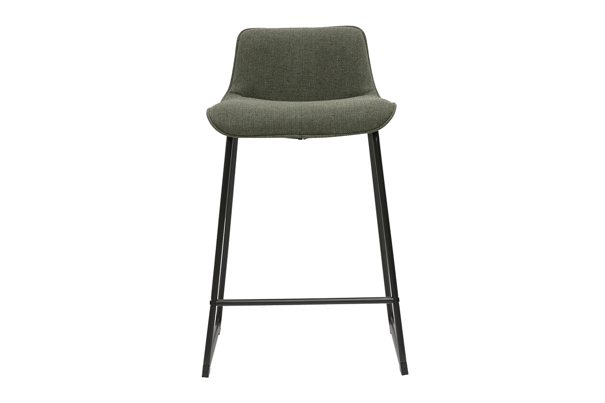 Taburetes de bar de tela verde caqui y metal de 65 cm de alto (juego de 2) BOOST