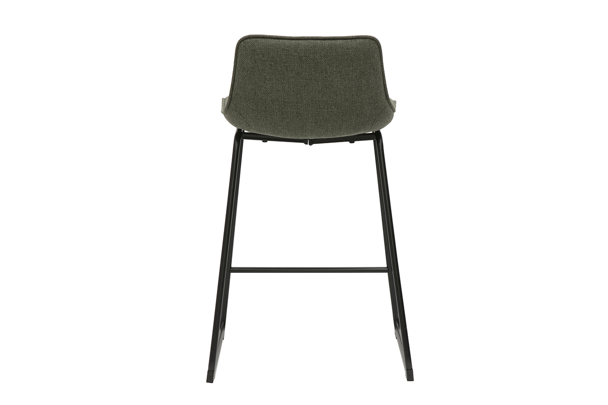 Taburetes de bar de tela verde caqui y metal de 65 cm de alto (juego de 2) BOOST