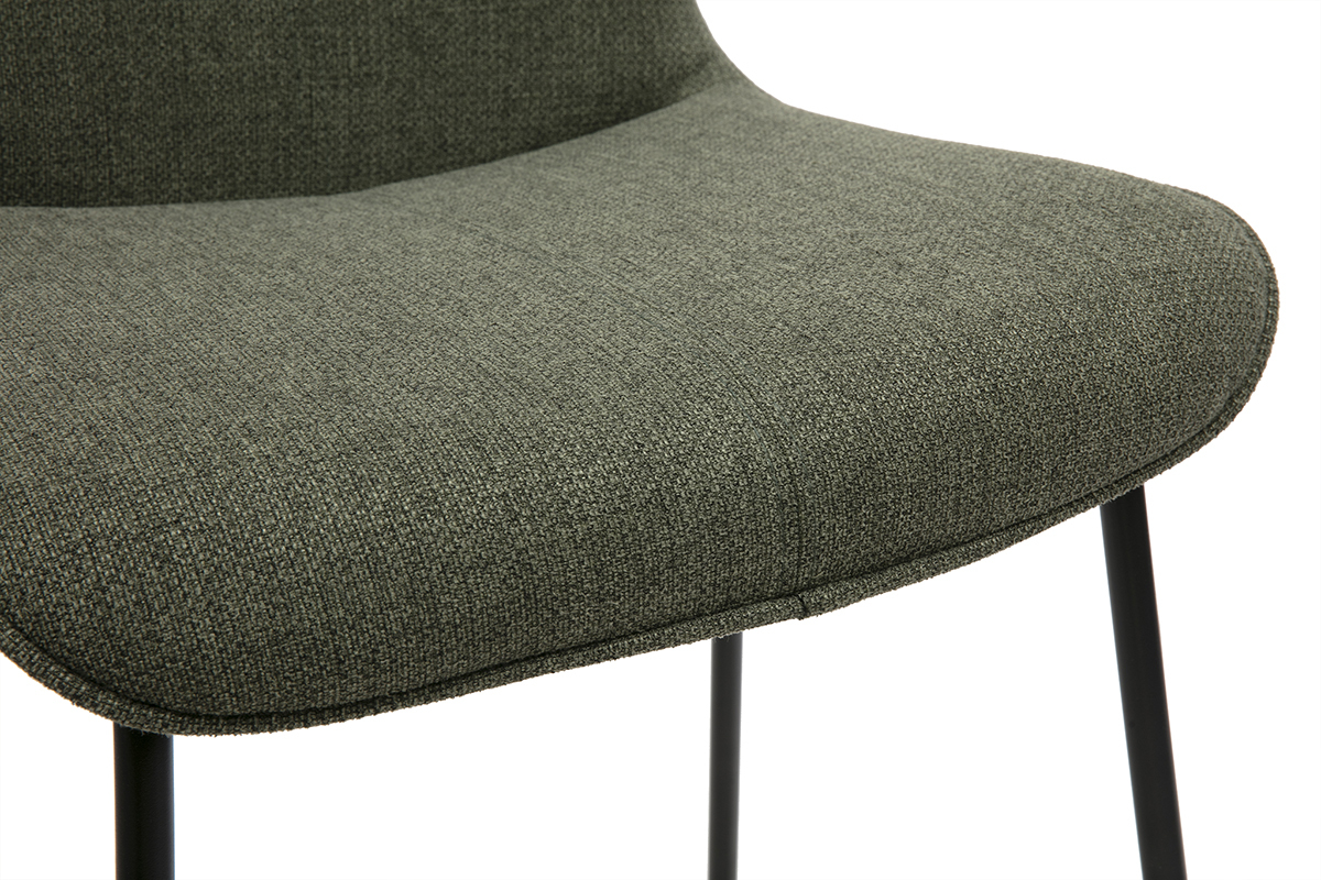 Taburetes de bar de tela verde caqui y metal de 65 cm de alto (juego de 2) BOOST