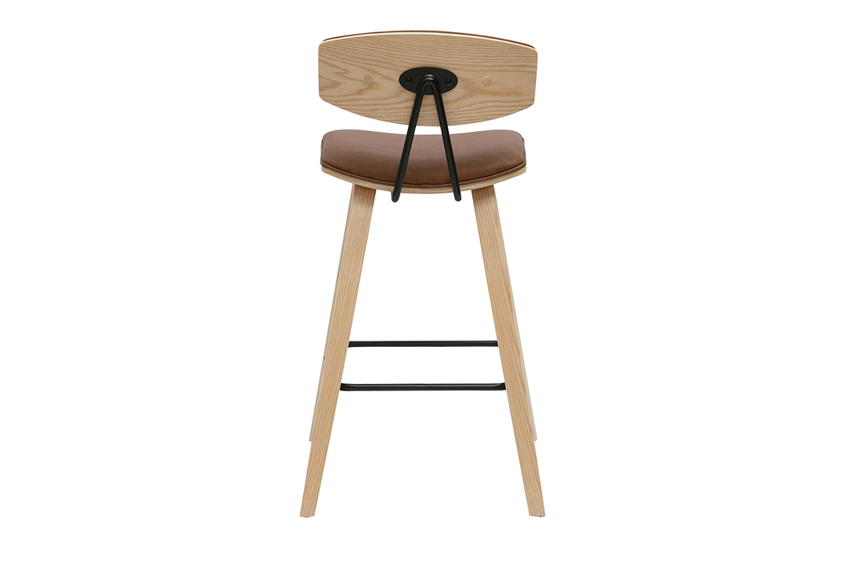 Taburetes de bar design marrn y madera clara de 69 cm de altura (juego de 2) VASCO