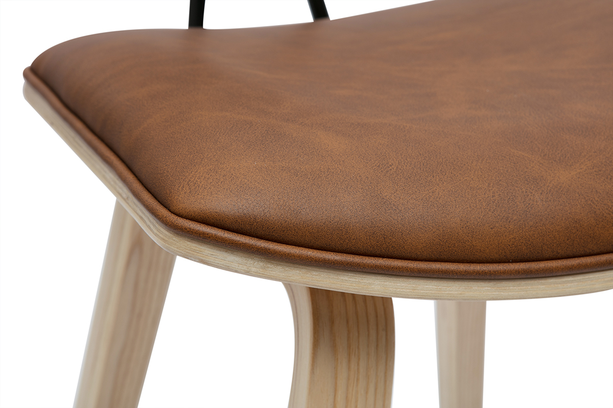 Taburetes de bar design marrn y madera clara de 69 cm de altura (juego de 2) VASCO
