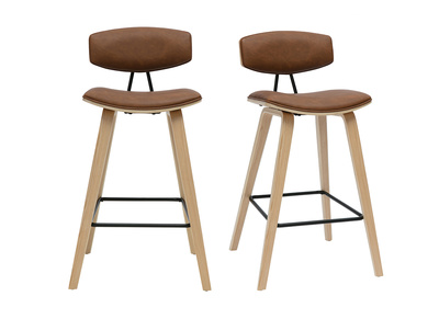 Taburetes de bar design marrón y madera clara de 69 cm de altura (juego de 2) VASCO