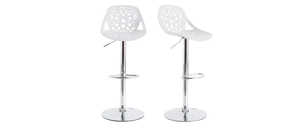 Taburetes de bar dise�o barroco blanco - lote de 2 BAROCCA