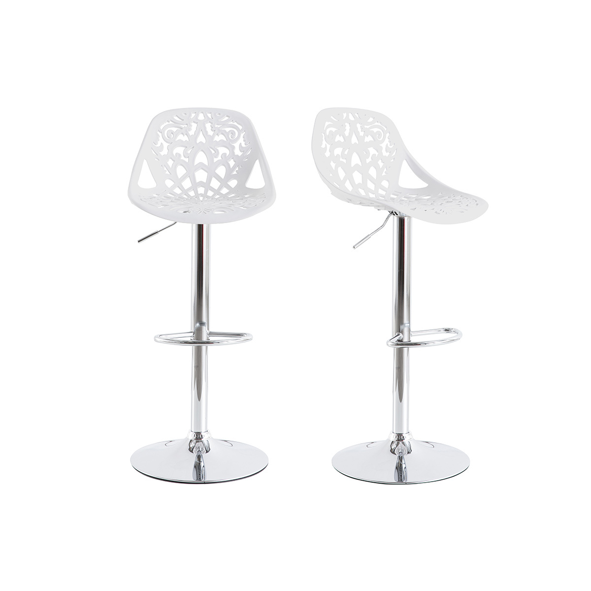 Taburetes de bar diseño barroco blanco - lote de 2 BAROCCA