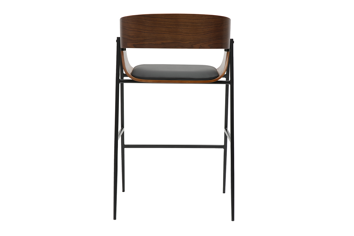 Taburetes de bar diseo madera oscura y metal negro (lote de 2) WESS
