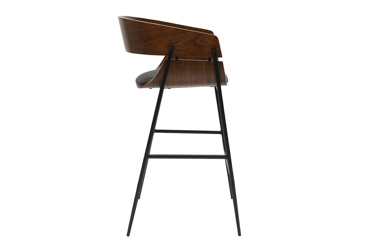 Taburetes de bar diseo madera oscura y metal negro (lote de 2) WESS
