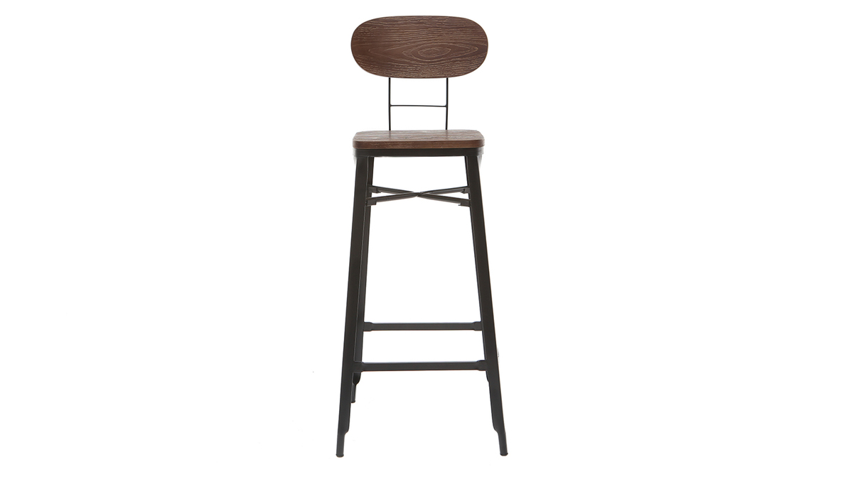 Taburetes de bar en madera y metal negro A75 cm - lote de 2 HOCKER