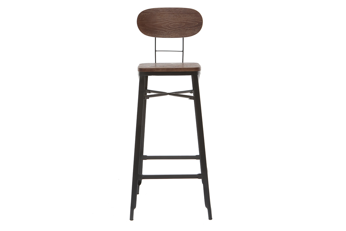 Taburetes de bar en madera y metal negro A75 cm - lote de 2 HOCKER