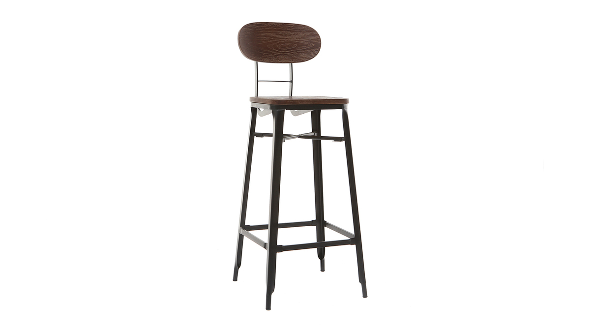 Taburetes de bar en madera y metal negro A75 cm - lote de 2 HOCKER