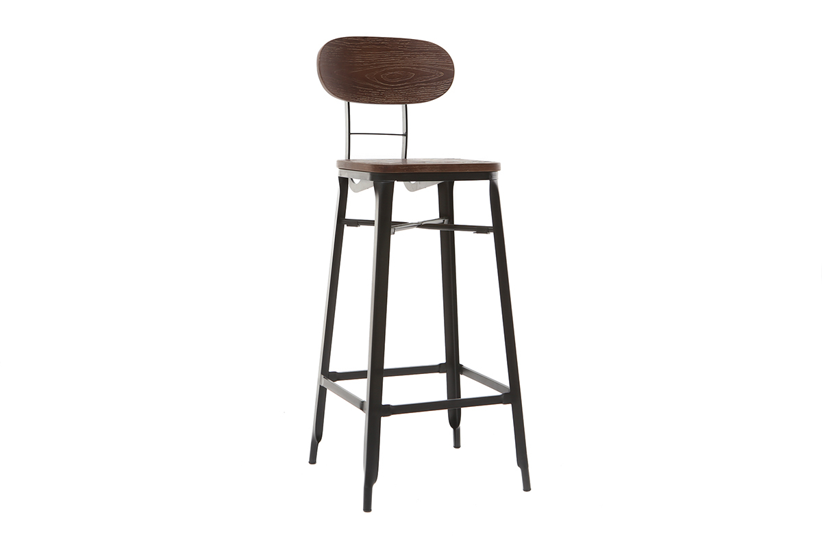 Taburetes de bar en madera y metal negro A75 cm - lote de 2 HOCKER