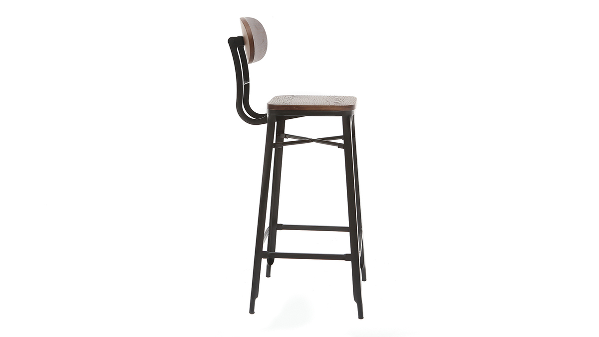 Taburetes de bar en madera y metal negro A75 cm - lote de 2 HOCKER