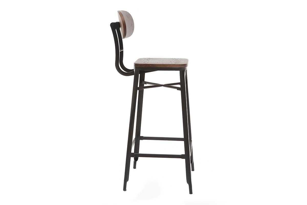 Taburetes de bar en madera y metal negro A75 cm - lote de 2 HOCKER