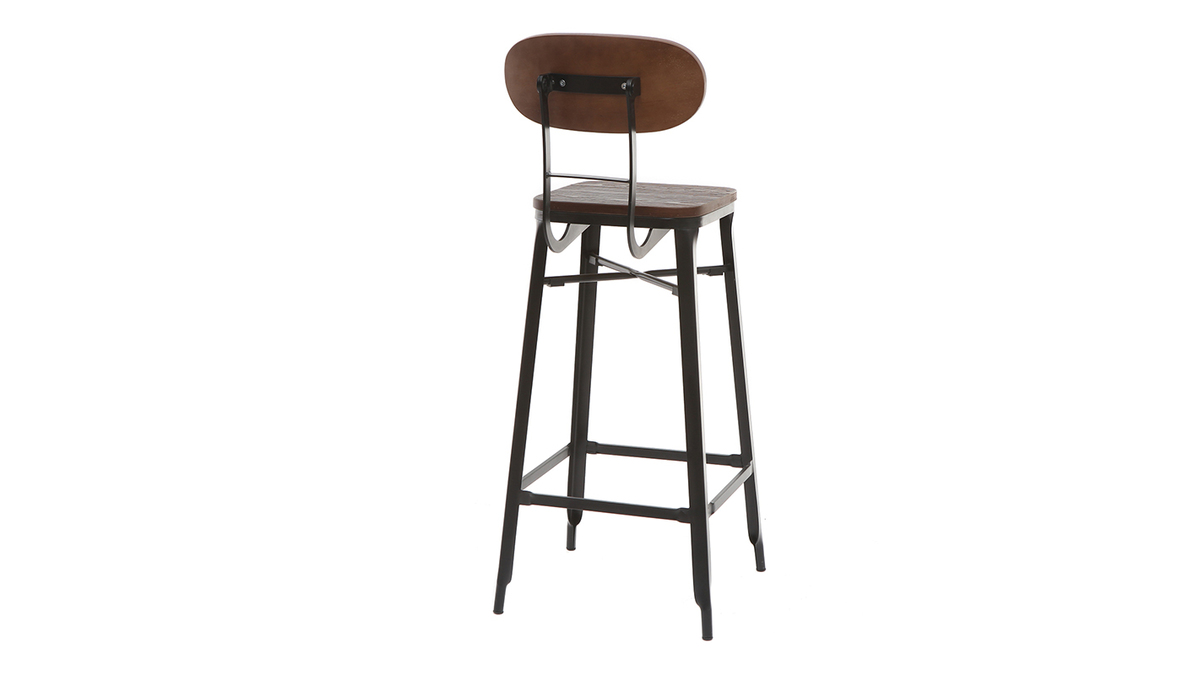 Taburetes de bar en madera y metal negro A75 cm - lote de 2 HOCKER