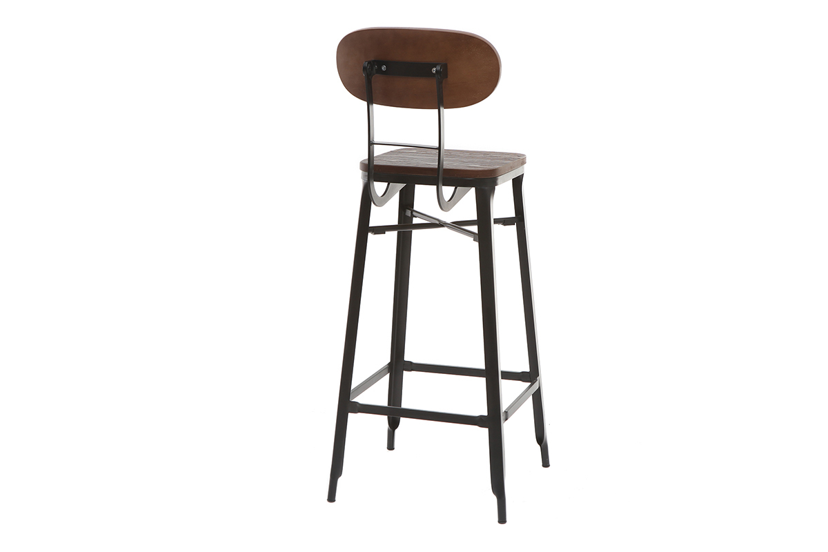 Taburetes de bar en madera y metal negro A75 cm - lote de 2 HOCKER