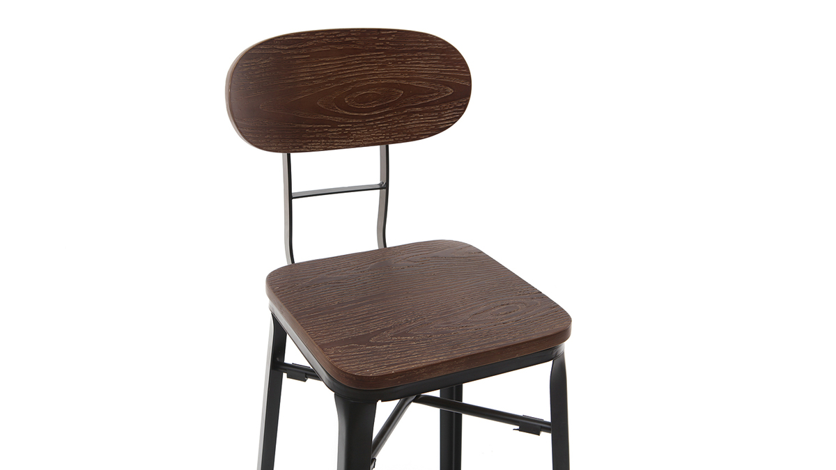 Taburetes de bar en madera y metal negro A75 cm - lote de 2 HOCKER
