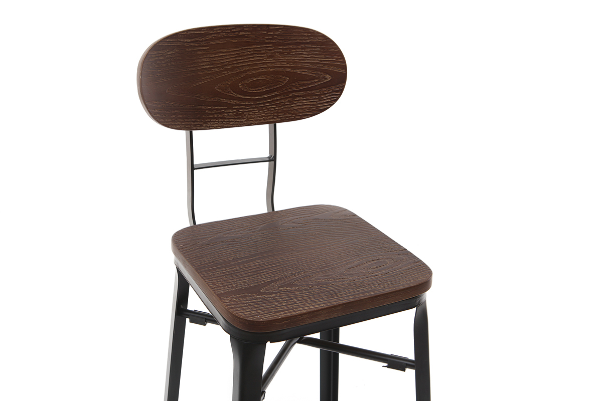 Taburetes de bar en madera y metal negro A75 cm - lote de 2 HOCKER