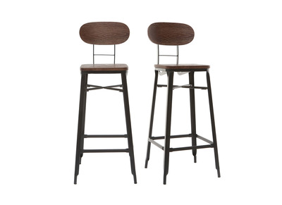 Taburetes de bar en madera y metal negro A75 cm - lote de 2 HOCKER