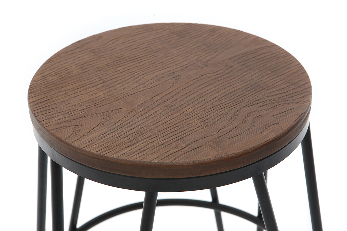Taburetes de bar en metal negro y madera A65 cm - lote de 2 IGLA