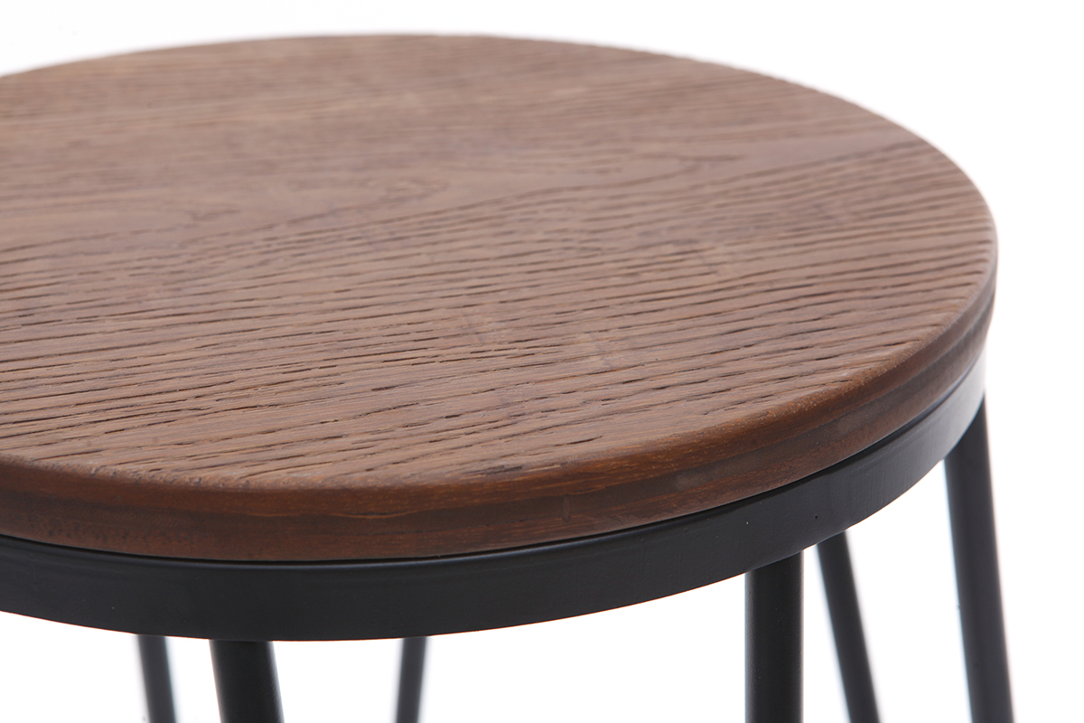 Taburetes de bar en metal negro y madera A75 cm - lote de 2 IGLA