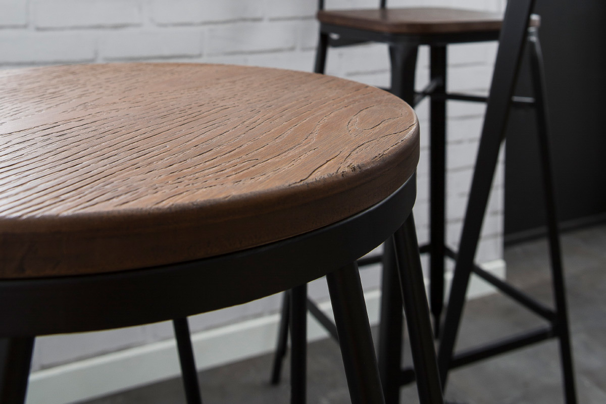 Taburetes de bar en metal negro y madera A75 cm - lote de 2 IGLA