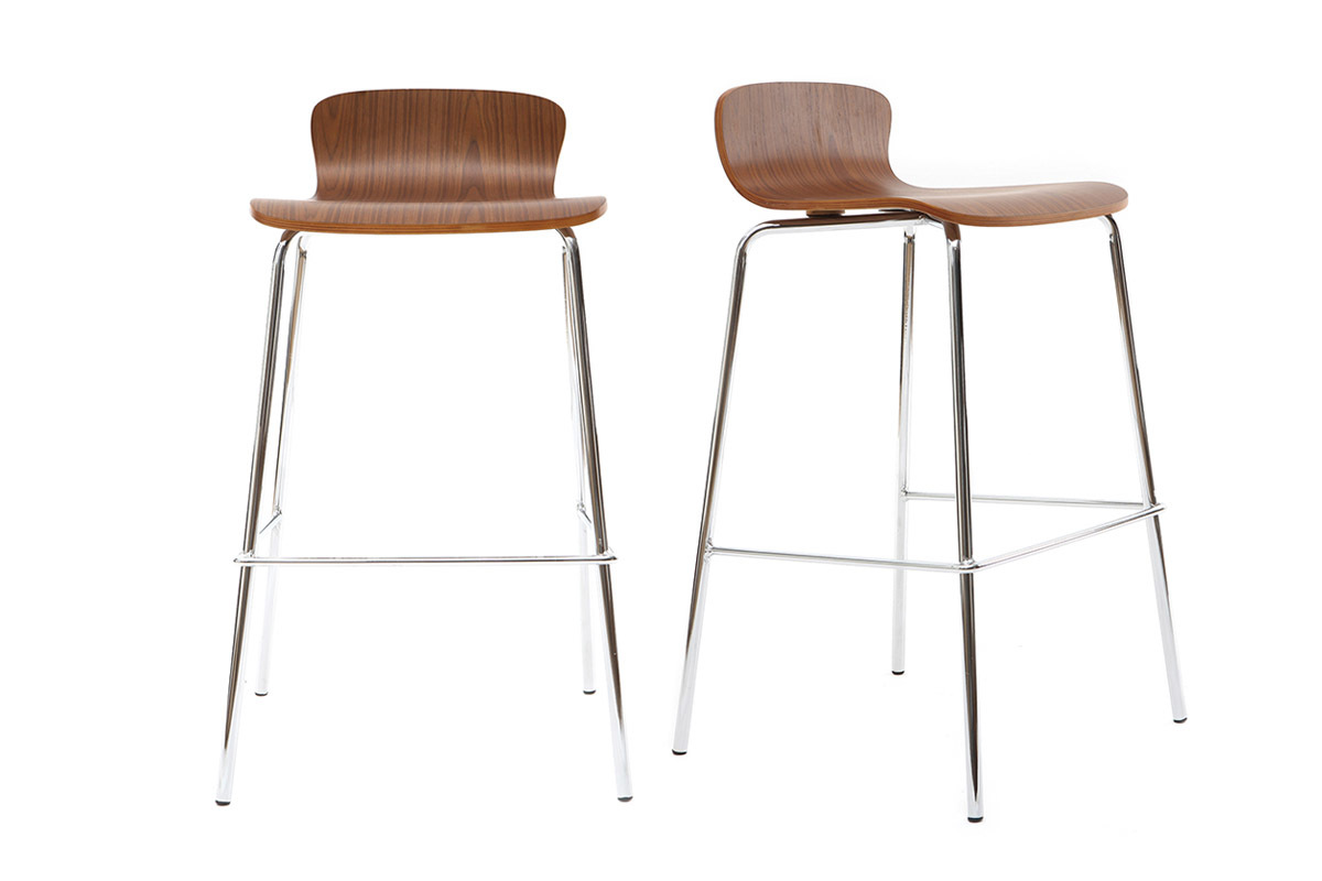 Taburetes de bar en metal y madera de nogal A75 cm - lote de 2 ONDA