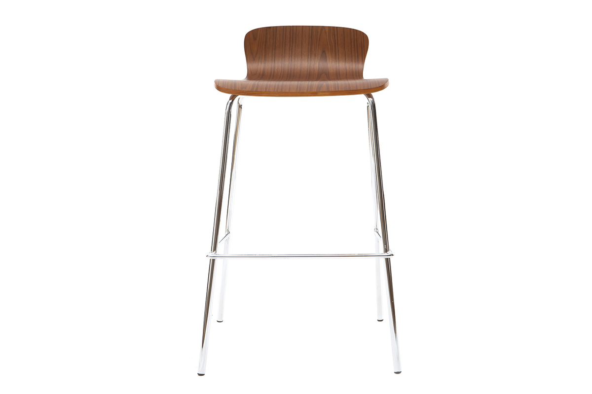 Taburetes de bar en metal y madera de nogal A75 cm - lote de 2 ONDA