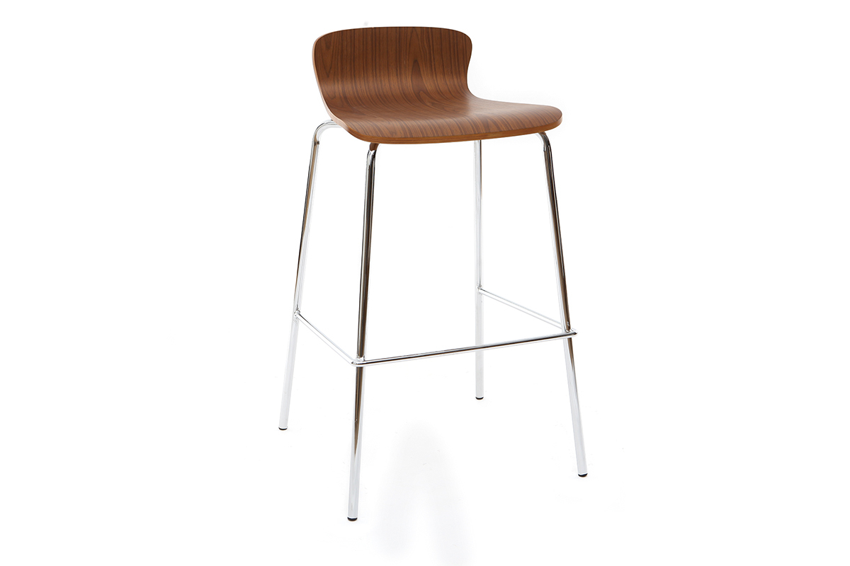 Taburetes de bar en metal y madera de nogal A75 cm - lote de 2 ONDA