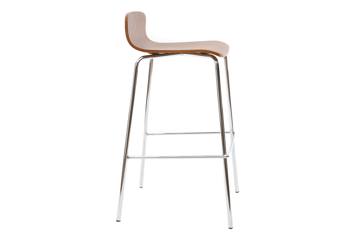 Taburetes de bar en metal y madera de nogal A75 cm - lote de 2 ONDA