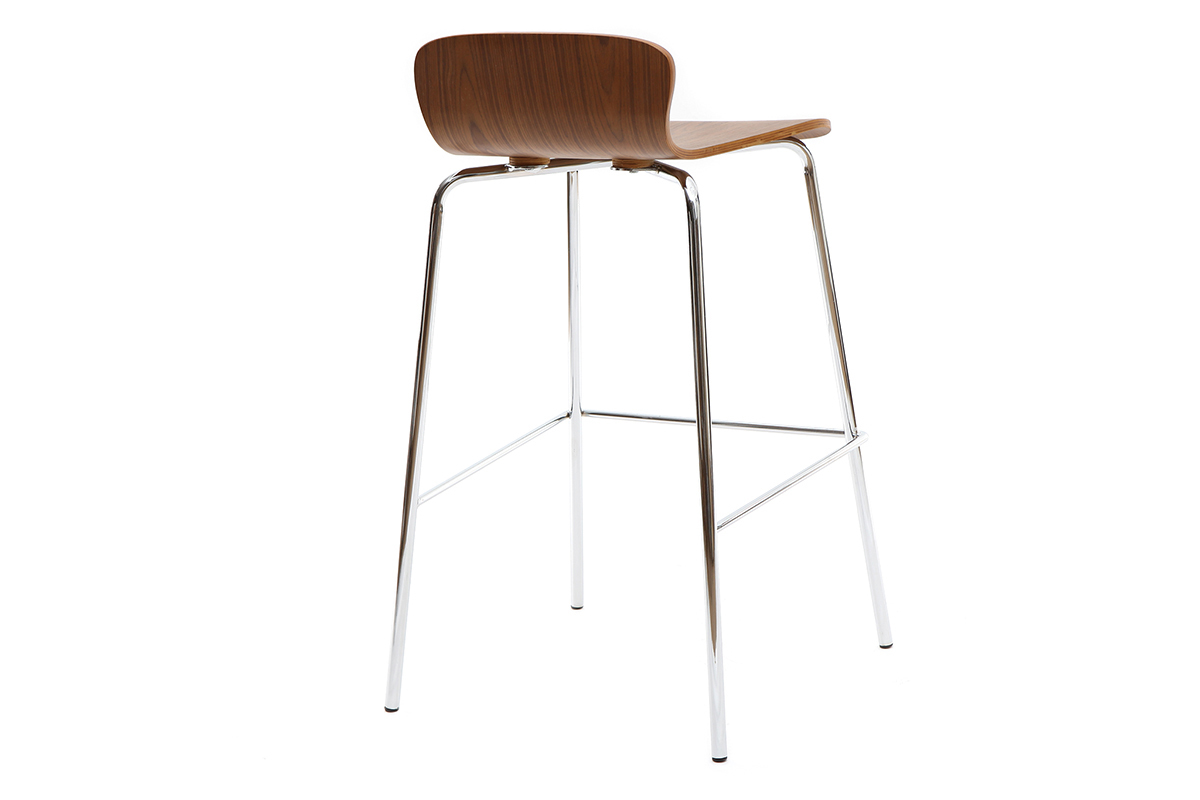 Taburetes de bar en metal y madera de nogal A75 cm - lote de 2 ONDA