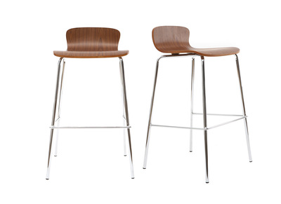 Taburetes de bar en metal y madera de nogal A75 cm - lote de 2 ONDA