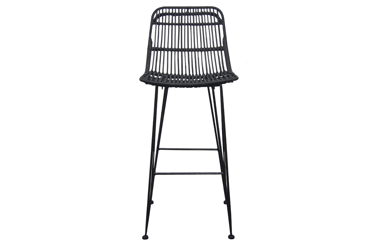 Taburetes de bar en ratn natural negros (lote de 2) MALACCA