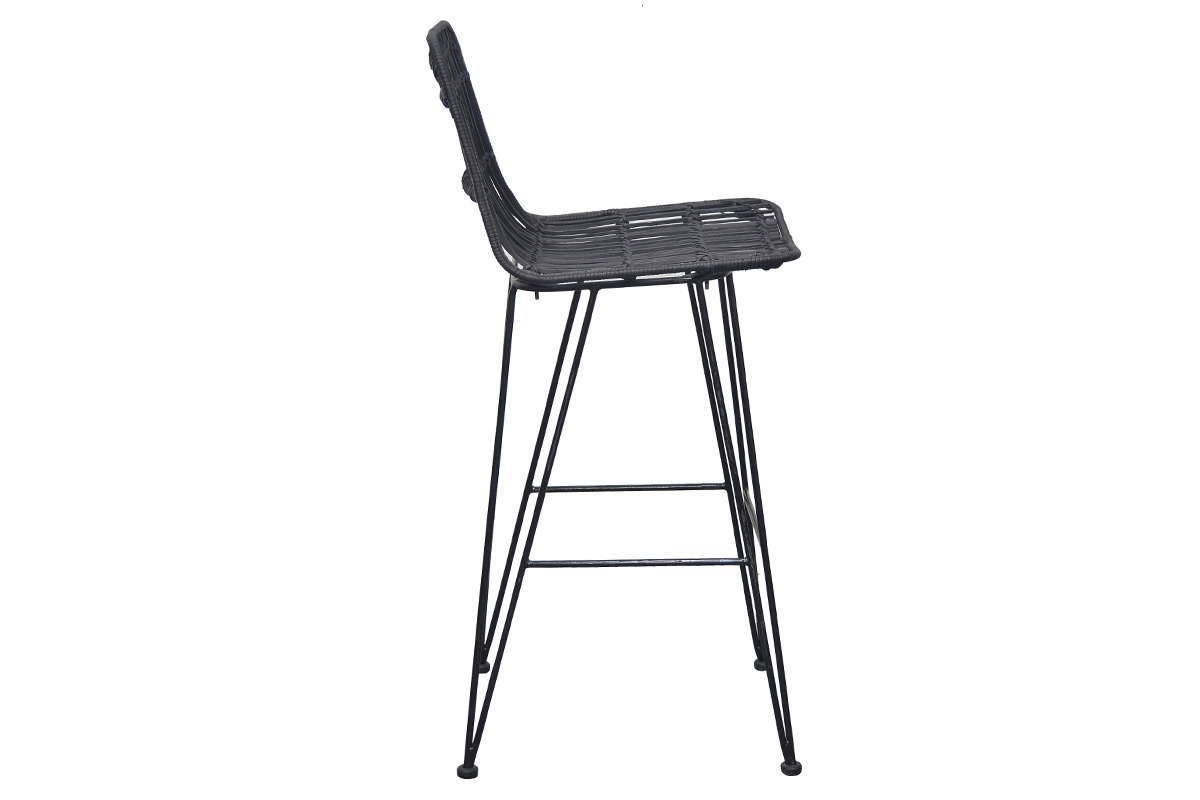Taburetes de bar en ratn natural negros (lote de 2) MALACCA