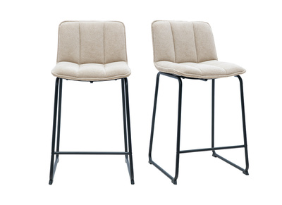 Taburetes de bar en tejido chenilla beige y metal negro H65.6 cm (lote de 2) VISTO