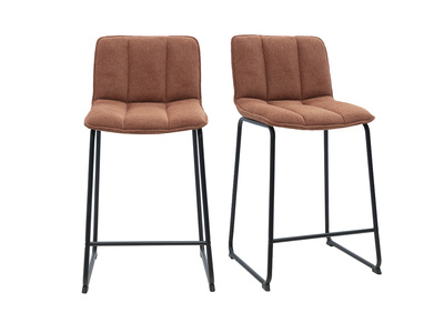 Taburetes de bar en tejido chenilla tierra quemada y metal negro H65.6 cm (lote de 2) VISTO