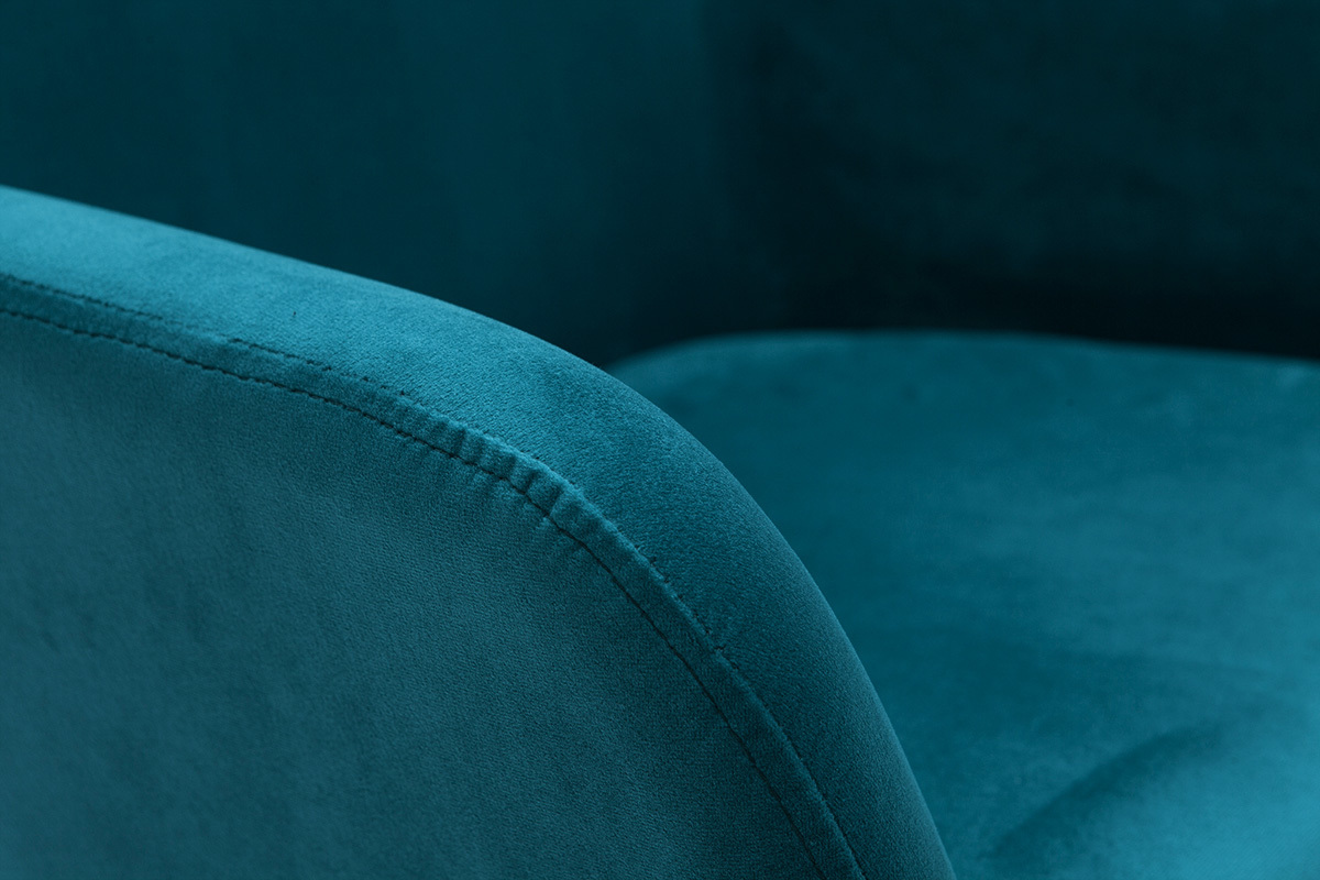 Taburetes de bar en tejido efecto terciopelo azul petrleo A65 cm (lote de 2) AMIKA