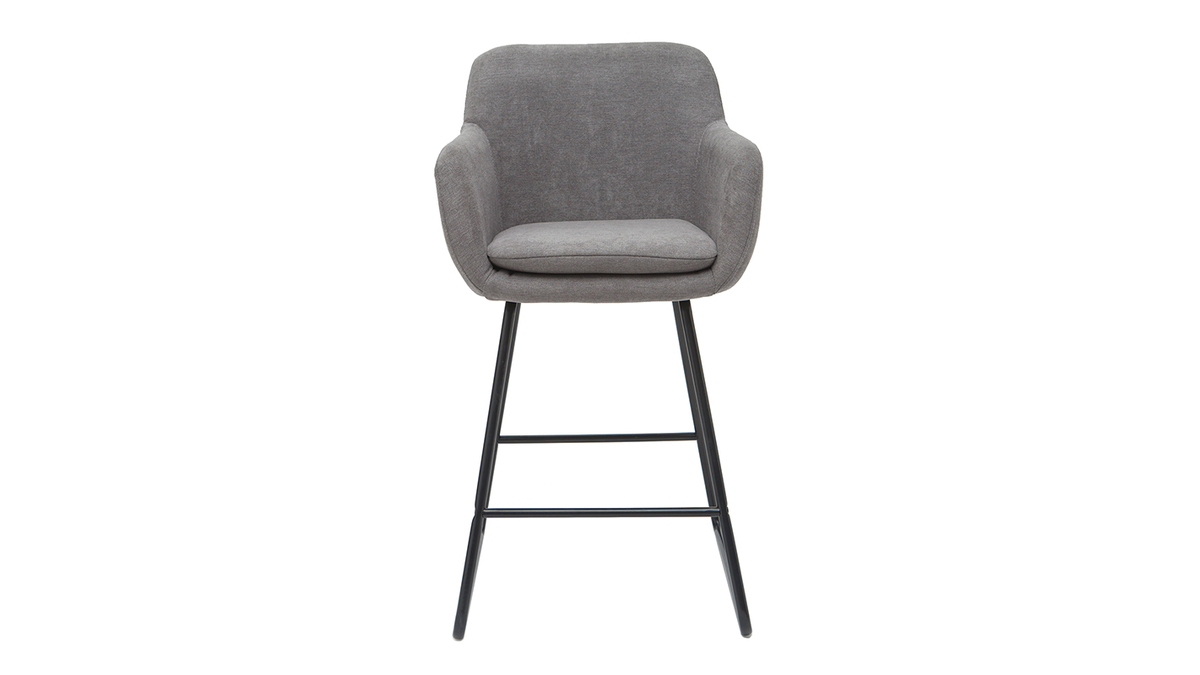 Taburetes de bar en tejido efecto terciopelo gris A65 cm (lote de 2) AMIKA