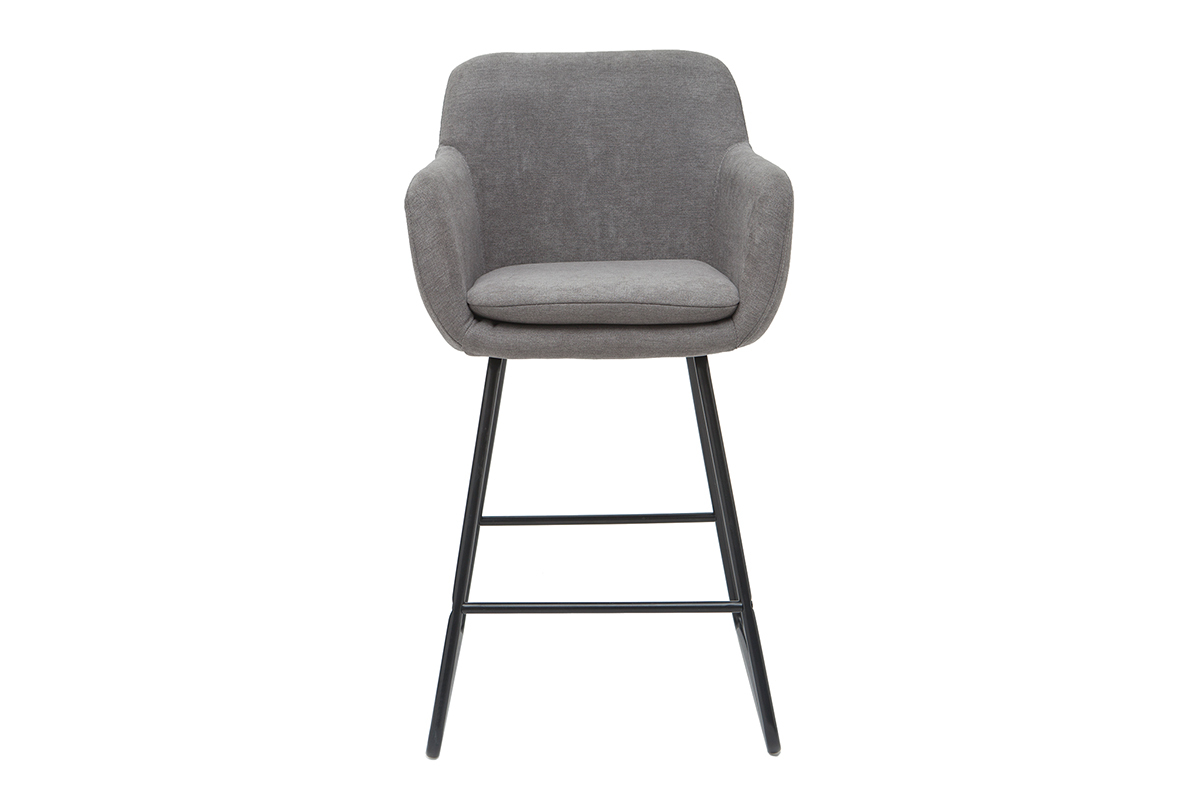 Taburetes de bar en tejido efecto terciopelo gris A65 cm (lote de 2) AMIKA