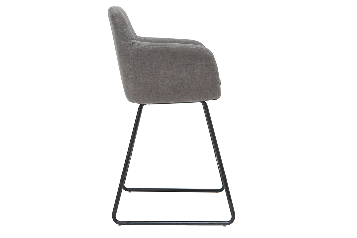 Taburetes de bar en tejido efecto terciopelo gris A65 cm (lote de 2) AMIKA