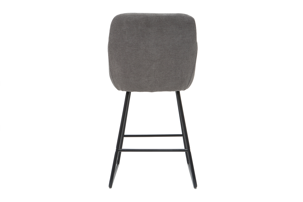 Taburetes de bar en tejido efecto terciopelo gris A65 cm (lote de 2) AMIKA