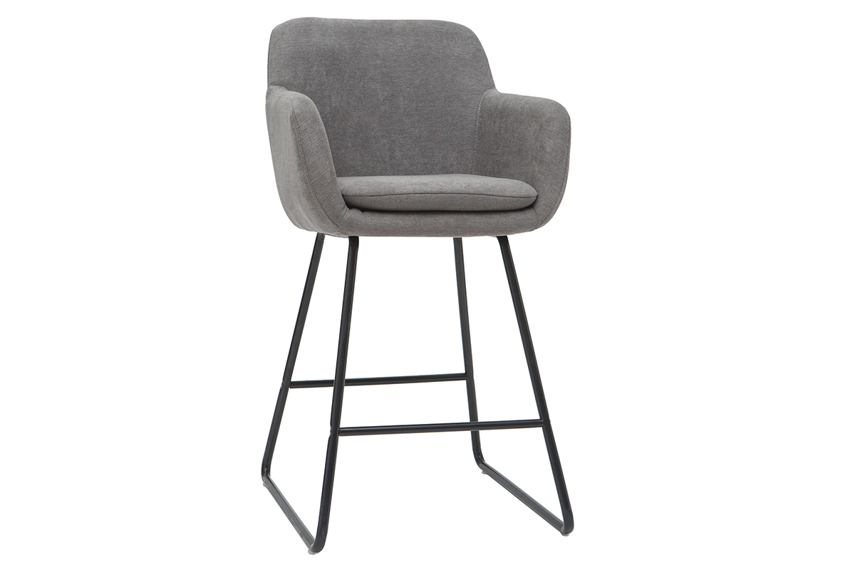 Taburetes de bar en tejido efecto terciopelo gris A65 cm (lote de 2) AMIKA