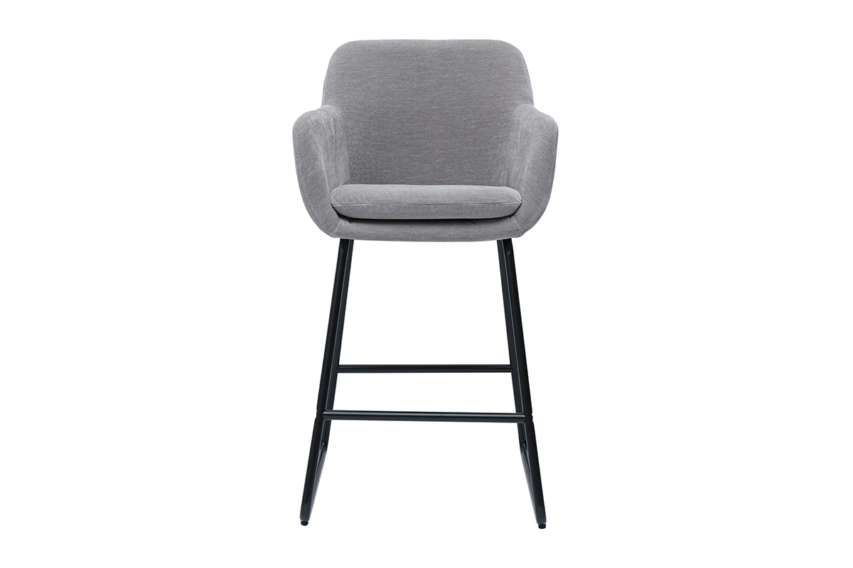 Taburetes de bar en tejido efecto terciopelo gris A65 cm (lote de 2) AMIKA
