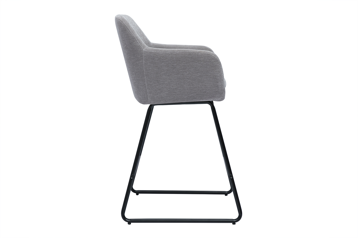 Taburetes de bar en tejido efecto terciopelo gris A65 cm (lote de 2) AMIKA